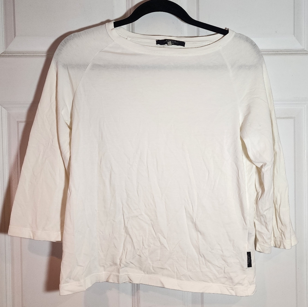Weekend Max Mara White 3/4 Sleeve Top Portugal Large